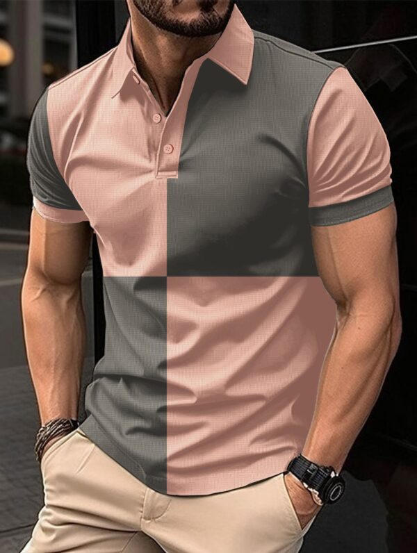 Casual Sports Short Sleeve Color Stitching Turnover Neck Polo Shirt Men Clothing - Image 8