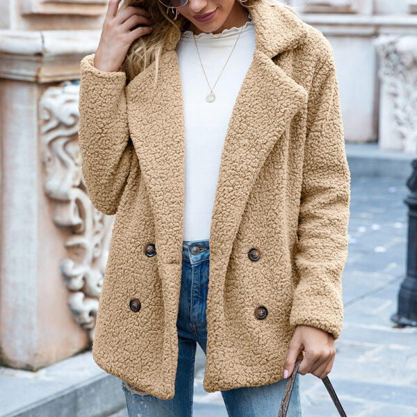 Loose Lapel Fluffy Coat Winter Button Jacket Cardigan Outwear For Women Clothing - Image 6