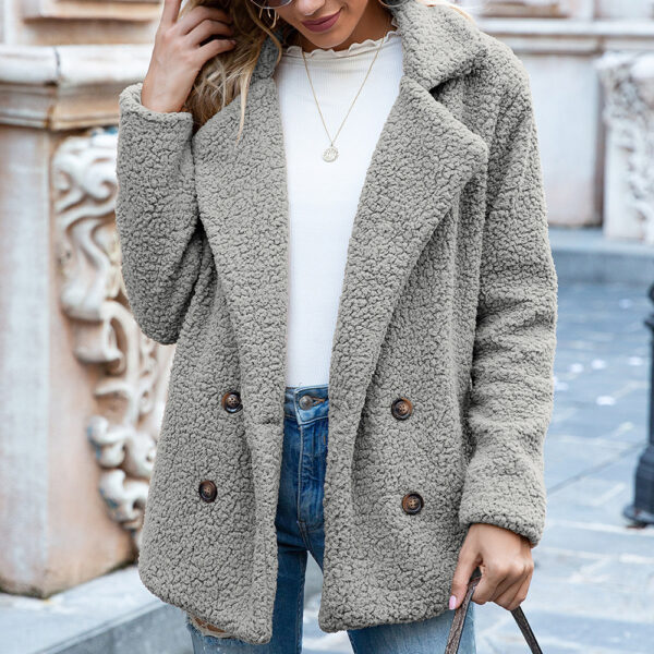 Loose Lapel Fluffy Coat Winter Button Jacket Cardigan Outwear For Women Clothing - Image 10