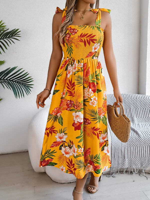 Flowers Print Suspender Corset Dress Ins Fashion Holiday Beach Long Dresses Summer Clothing For Women - Image 7