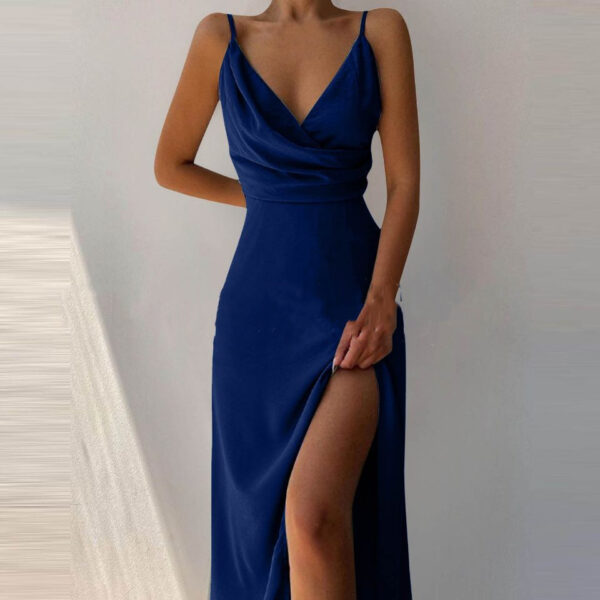 V-neck Slit Sling Dress Summer Fashion Sexy Slim Suspender Dresses For Women Clothing - Image 9