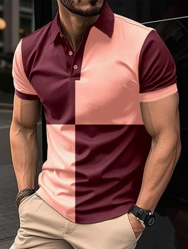 Casual Sports Short Sleeve Color Stitching Turnover Neck Polo Shirt Men Clothing - Image 10