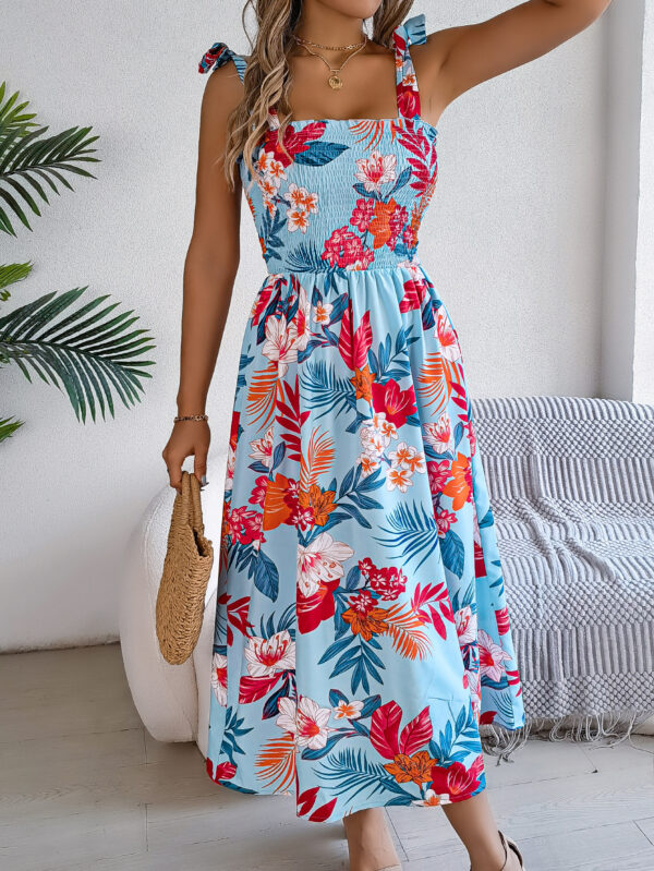 Flowers Print Suspender Corset Dress Ins Fashion Holiday Beach Long Dresses Summer Clothing For Women - Image 5